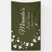 秋グリーン&ホワイトフローラブライダルシャワーバナー 横断幕 (縦)