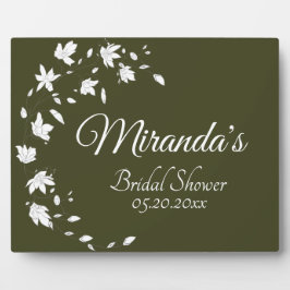 秋グリーン&ホワイトフローラブライダルシャワー表 フォトプラーク