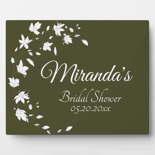 秋グリーン&ホワイトフローラブライダルシャワー表 フォトプラーク (正面)
