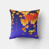 秋グレープつる植物オレンジ葉金ゴールドティ素晴らしトバード クッション (裏面)