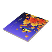 秋グレープつる植物オレンジ葉金ゴールドティ素晴らしトバード タイル (側面)