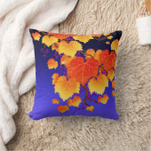 秋グレープつる植物秋オレンジ金ゴールドブ葉ルール クッション (ブランケット)