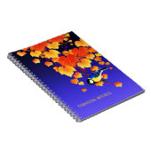 秋グレープつる植物素晴らしティットバードオレンジ葉色の青色 ノートブック (右側)