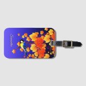 秋グレープつる植物素晴らしティットバードオレンジ葉色の青色 ラゲッジタグ (正面横)