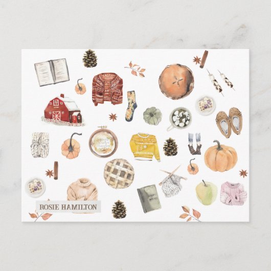 秋コジパーソナライズされたー10月はがき ポストカード (正面)