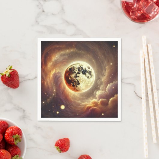 秋コズミックハーヴェストムーンデコップナプキンズ スタンダードカクテルナプキン (インサイチュ)