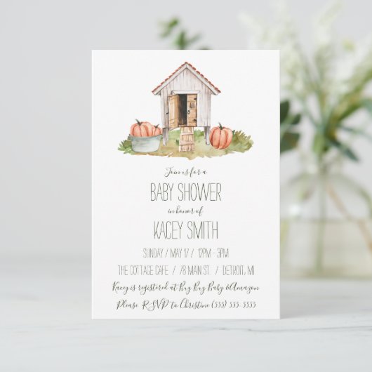 秋コッタゲコアチキンコープガーデンベビーシャワー 招待状 (スタンド正面)