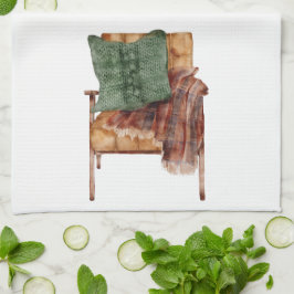 秋コテージオレンジブラウンピローチェアホーム キッチンタオル