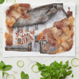 秋コテージオレンジブラウンホーム キッチンタオル