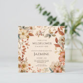 秋コテージコアボホベージュワイルドフラワーベビーシャワー 招待状 (スタンド正面)