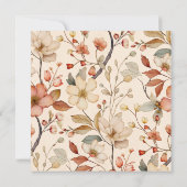 秋コテージコアボホベージュワイルドフラワーベビーシャワー 招待状 (裏面)