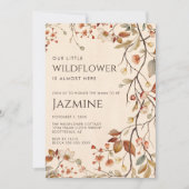 秋コテージコアボホベージュワイルドフラワーベビーシャワー 招待状 (正面)