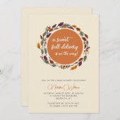 秋コテージコアボー離れーベビーシャワー 招待状 (正面/裏面)