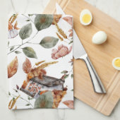 秋コテージファームハウスサンクスギビングフローラパンプキン キッチンタオル (四つ折り)