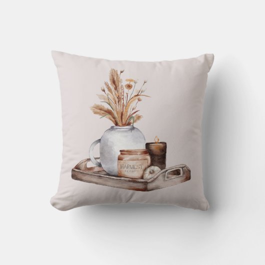 秋コテージファームハウスサンクスギビング金ゴールドフローラ クッション (正面)