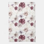 秋コテージ金ゴールドバーガンディ秋フローラ キッチンタオル (縦)