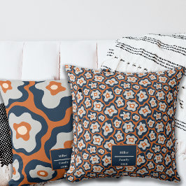 秋コバルトブルースさび卵フラワーズ名前をカスタムする クッション