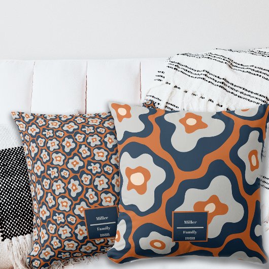 秋コバルトブルース卵マクロフラワーズ名前をカスタムする クッション