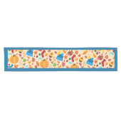 秋コージー秋パンプキンス葉ズブルー ショートテーブルランナー (横)