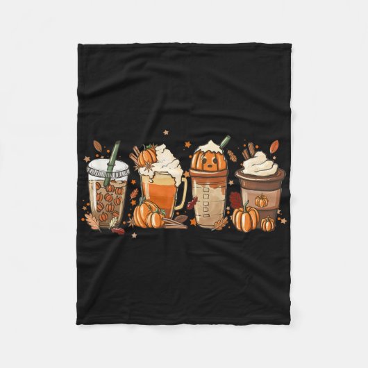秋コーヒーカボチャスパイスラテアイスコームコージーオート フリースブランケット (正面)