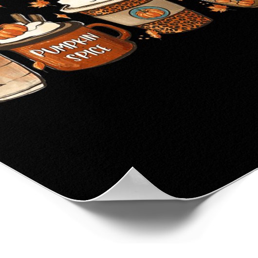 秋コーヒーカボチャスパイスラテアイスコームコージーオート ポスター (角)