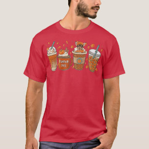 秋コーヒーカボチャスパイスラテアイスティンオータムチワ Tシャツ