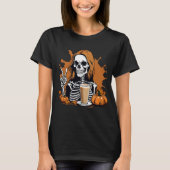 秋コーヒースケルトンハロウィーン Tシャツ (正面)