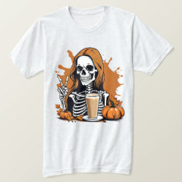 秋コーヒースケルトンハロウィーン Tシャツ