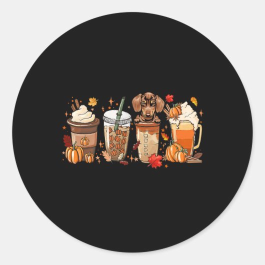 秋コーヒーダックスシャンドキャットハロウィーンFal用コーディネート ラウンドシール (正面)