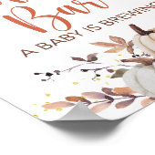 秋コーヒーバーベビーが醸造シャワーのサイン ポスター (角)