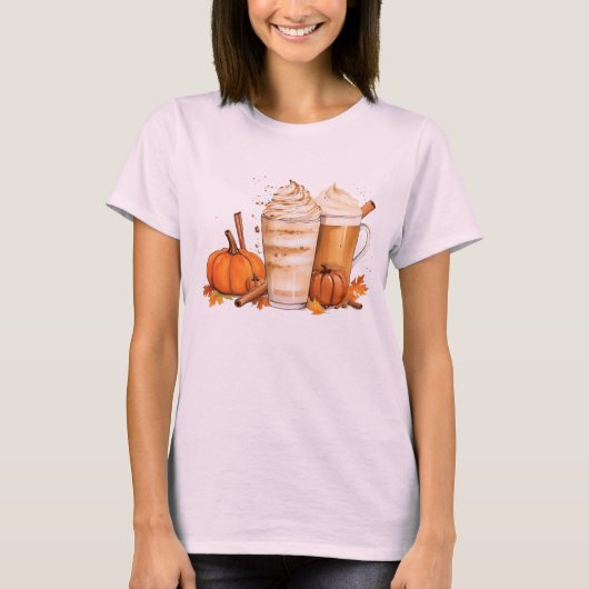 秋コーヒーTシャツ:ブルーイング秋の至福 Tシャツ (正面)