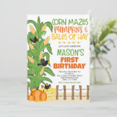 秋コーンメイズパンプキンボーイ誕生日 招待状 (スタンド正面)
