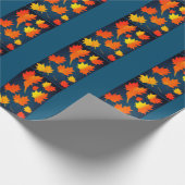 秋ゴールデンオ葉レンジネイビーブルー背景 ラッピングペーパー (角)