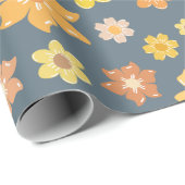 秋ゴールデンフラワーシームレス秋誕生日 ラッピングペーパー (ロールコーナー)