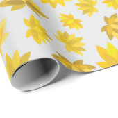 秋ゴールデンフラワーライトグレーシームレス誕生日 ラッピングペーパー (ロールコーナー)