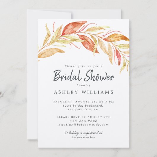 秋ゴールデンリーフブライダルシャワー招待 招待状 (正面)
