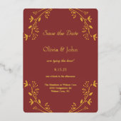 秋ゴールドフォイルウェディングザデイト招待状 箔シーズンカード (正面)