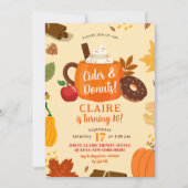 秋サイダー&ドーナツ秋の誕生日パーティー 招待状 (正面)