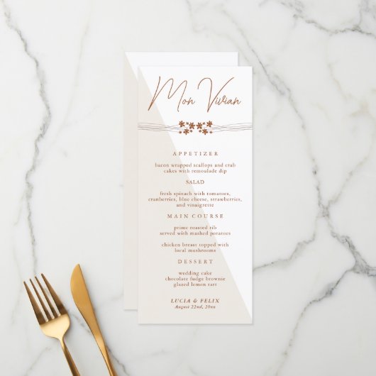 秋サイドフローラ結婚のディナーメニューカード メニュー (正面/裏面インサイチュ)