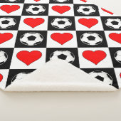 秋サッカーシーズンかわいい温かいサッカーボール&ハート シェルパブランケット (3/4)