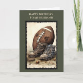 秋サッカーハッピーバースデー夫誕生日 カード (正面)
