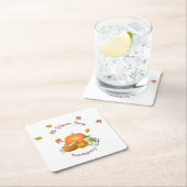 秋サッカーパンプキンラテ水彩 スクエアペーパーコースター (インサイチュ)