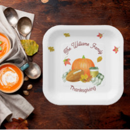 秋サッカーパンプキンラテ水彩 ペーパープレート