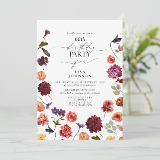 秋サマーガーデンバーンオレンジ60誕生日 招待状 (スタンド正面)