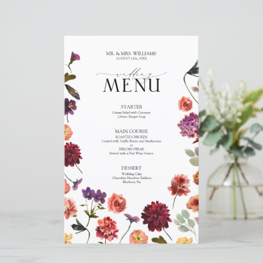 秋サマーガーデン燃えたオレンジ結婚のメニュー (スタンド正面)