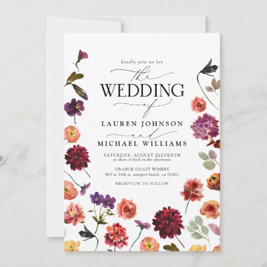 秋サマーガーデン燃えたオレンジ色の写真結婚ズ 招待状 (正面)