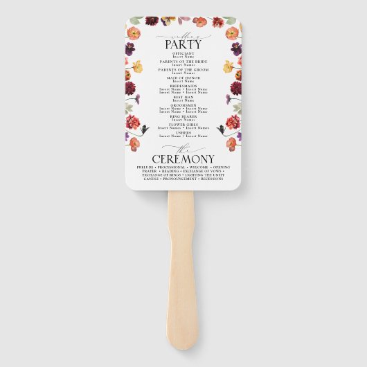 秋サマーガーデン燃えたオレンジ色の花プログラム ハンドファン (裏面)