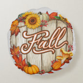 秋サンクスギビング秋ハーベストカボキンスパイスおもしろい ラウンドクッション (裏面)