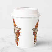 秋サンクスギビング秋ハーベストカボキンスパイスおもしろい 紙コップ (左)
