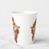 秋サンクスギビング秋ハーベストカボキンスパイスおもしろい 紙コップ (左)